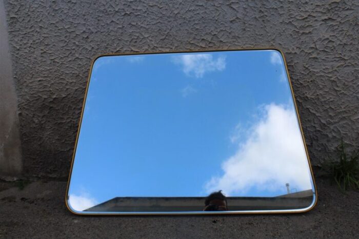 italian trapezoidal mirror in brass 1950 7