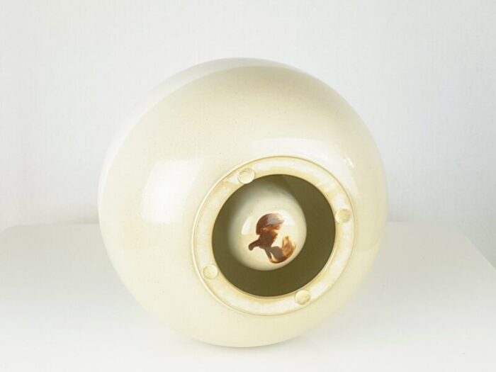 italian white beige glazed ceramic cache pot vase by bucci 1980s set of 2 9