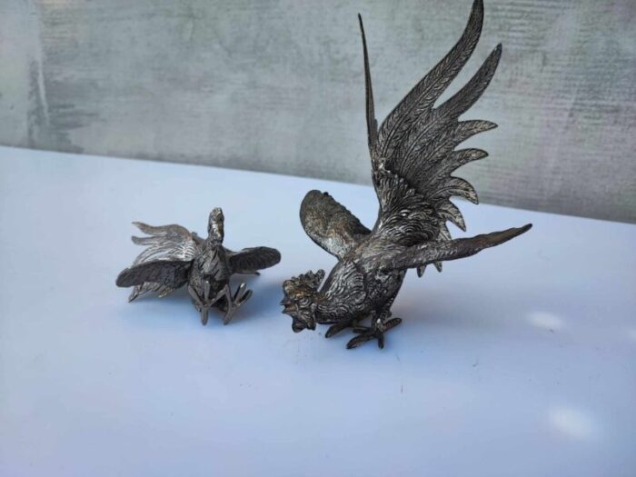 japanese hen and rooster figurines 1950s set of 2 2