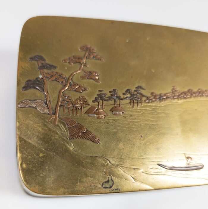 japanese meiji mixed metal box with birds and landscape 9