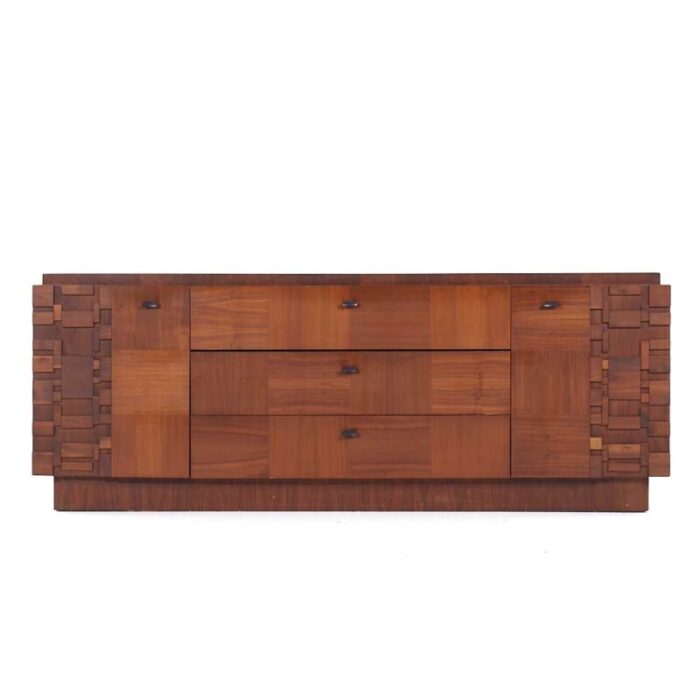 lane brutalist mid century walnut lowboy dresser 4957