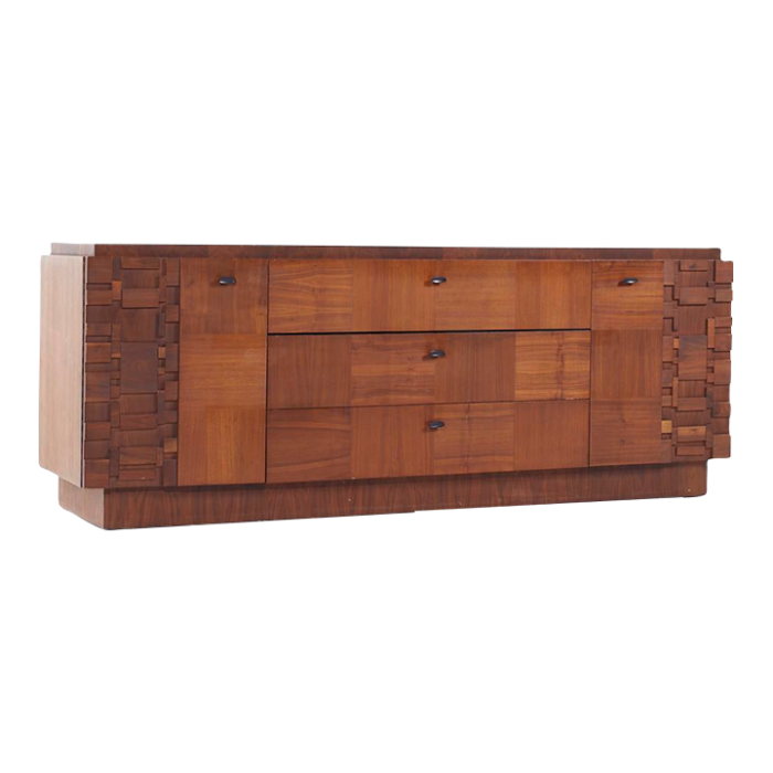 lane brutalist mid century walnut lowboy dresser 5044