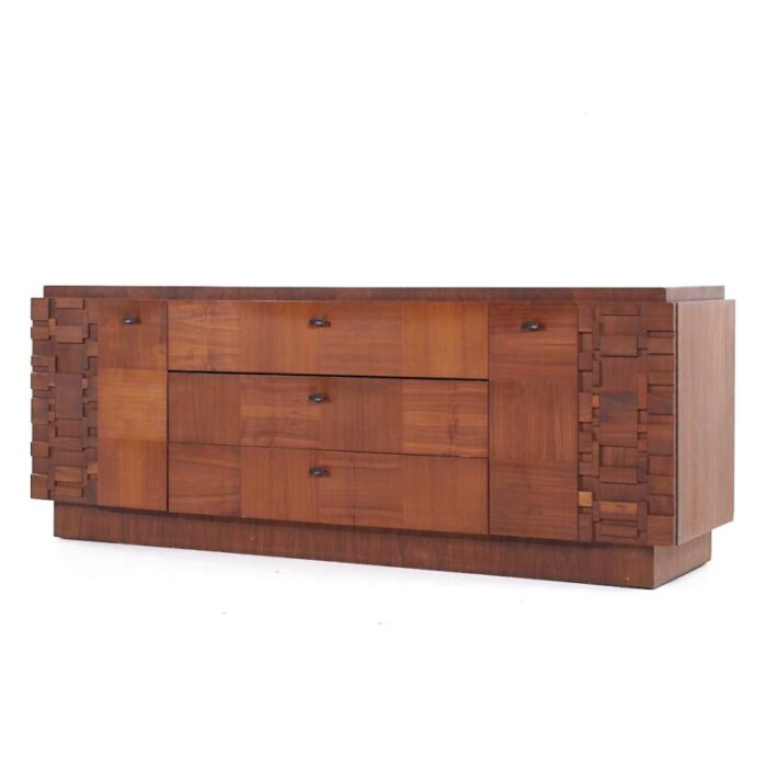 lane brutalist mid century walnut lowboy dresser 5486