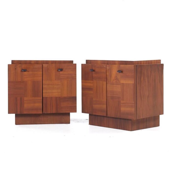 lane brutalist mid century walnut nightstands pair 1633