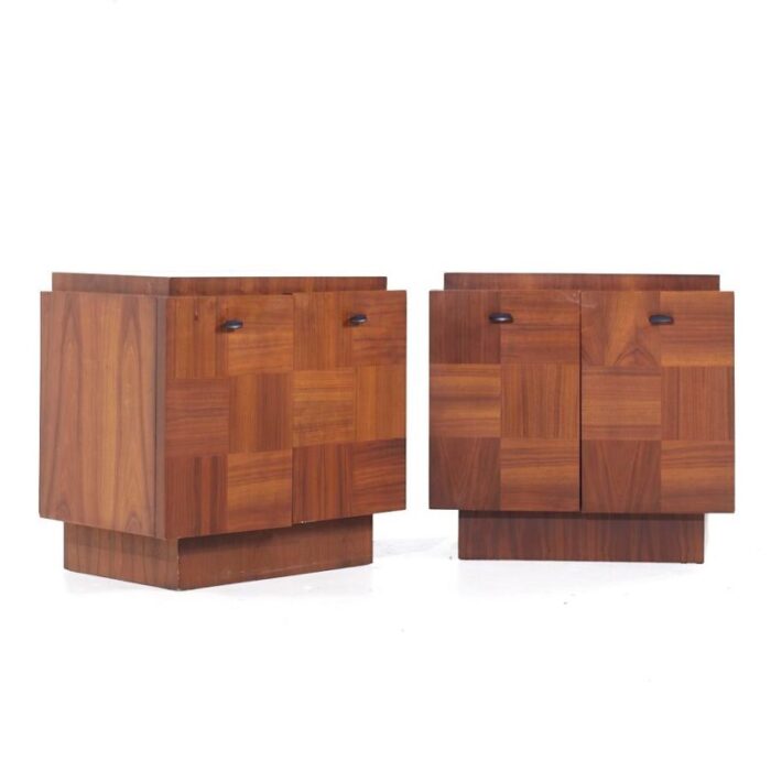 lane brutalist mid century walnut nightstands pair 2597