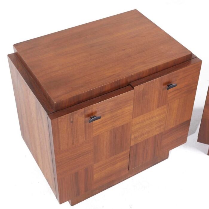 lane brutalist mid century walnut nightstands pair 3012