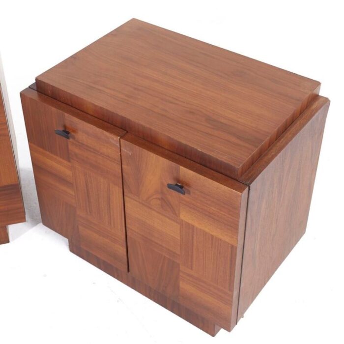 lane brutalist mid century walnut nightstands pair 9430