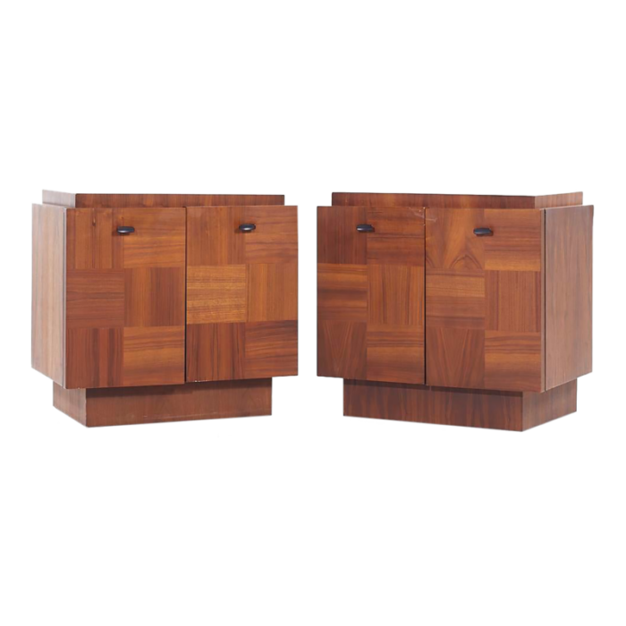 lane brutalist mid century walnut nightstands pair 9870