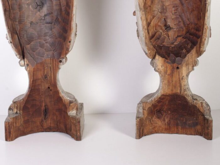 large 18th century bohemian decorative lime wood vases set of 2 15