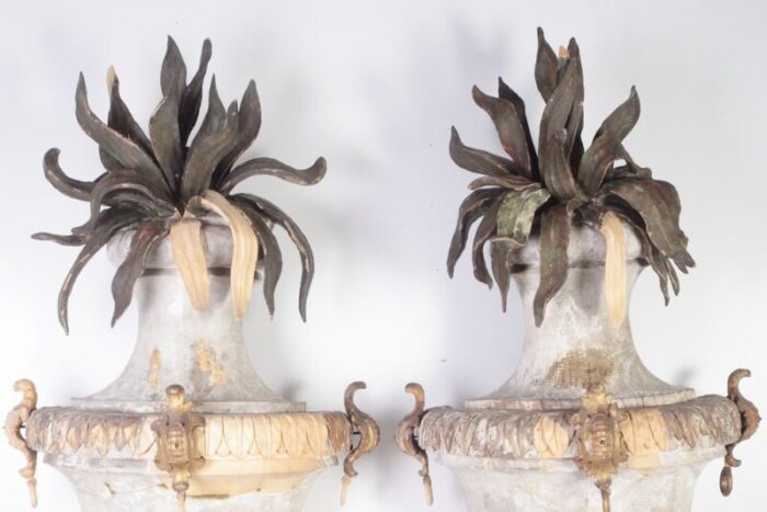 large 18th century bohemian decorative lime wood vases set of 2 2