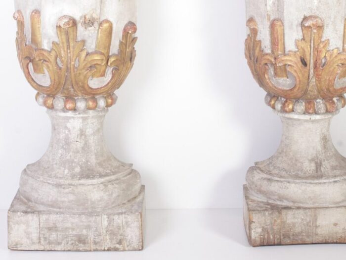 large 18th century bohemian decorative lime wood vases set of 2 3