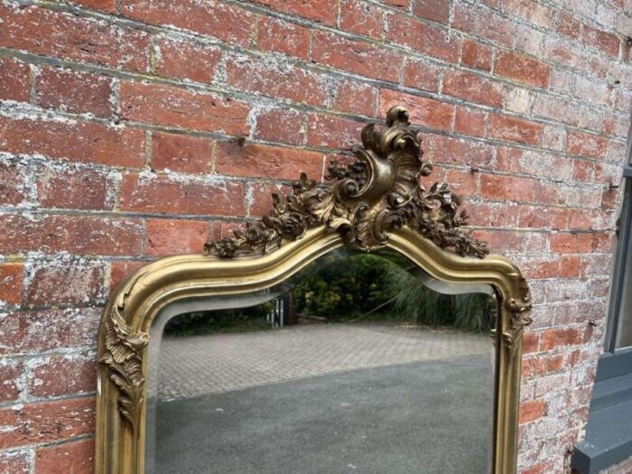 large 19th century french shaped top gilt mirror 4