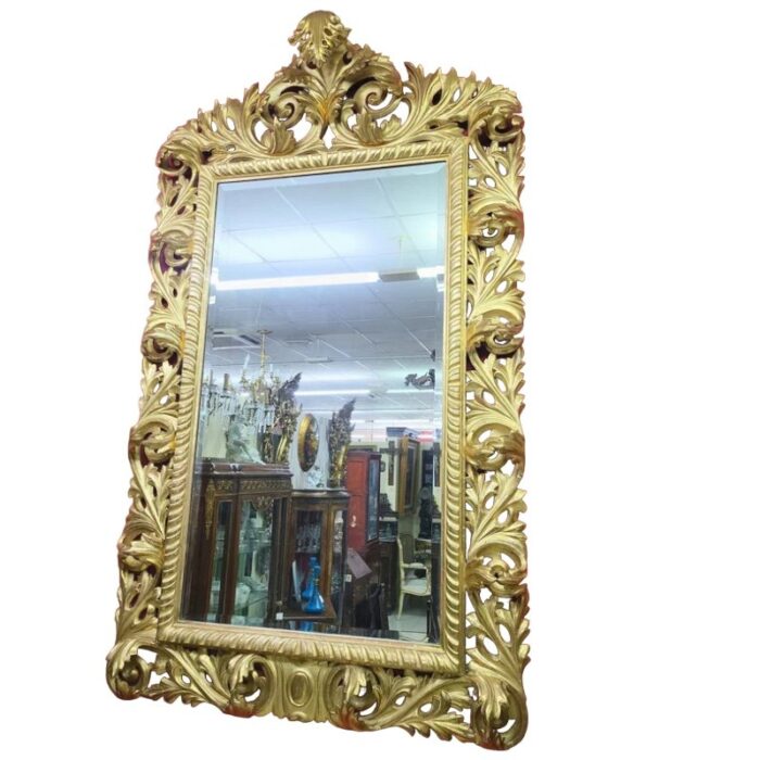 large antique spanish fine gold leaf cornucopia mirror 3