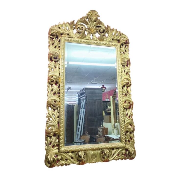 large antique spanish fine gold leaf cornucopia mirror 4