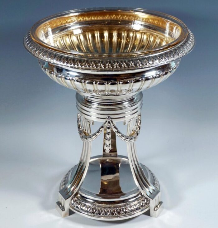 large art nouveau silver centerpiece with original glass insert 1890s 2