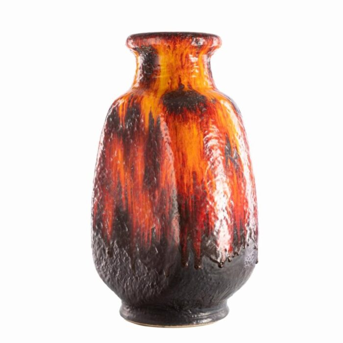 large fat lava model 608 50 red fire floor vase by dumler breiden germany 1960s 1