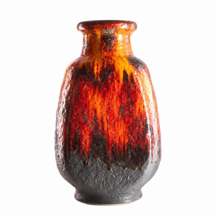 large fat lava model 608 50 red fire floor vase by dumler breiden germany 1960s 2