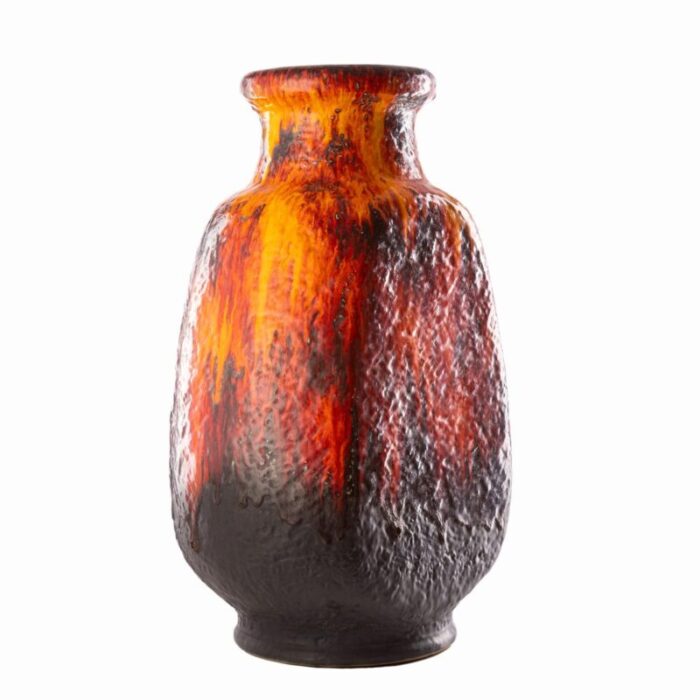 large fat lava model 608 50 red fire floor vase by dumler breiden germany 1960s 3