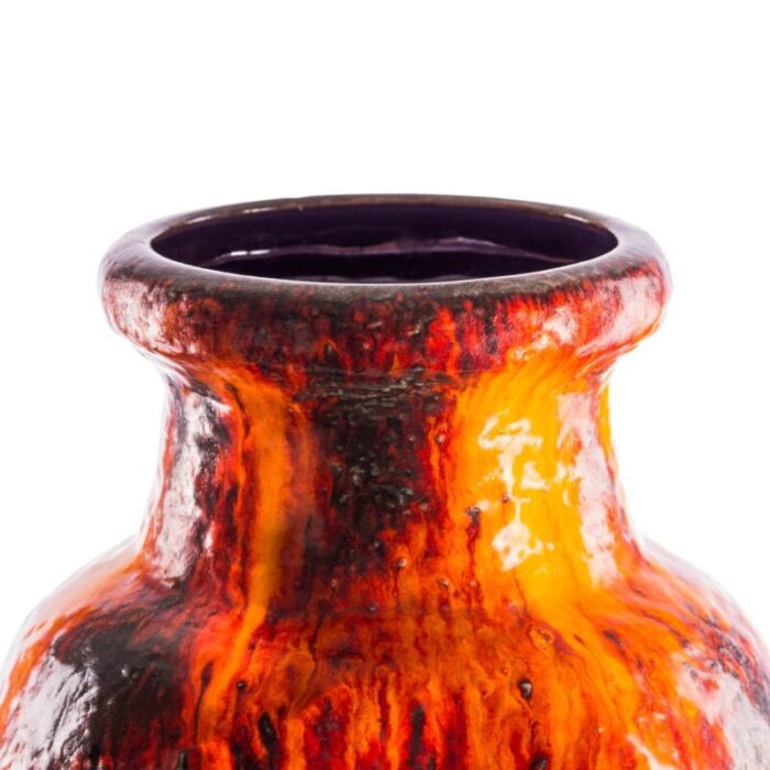 large fat lava model 608 50 red fire floor vase by dumler breiden germany 1960s 4