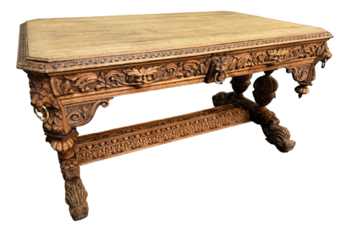 large flemish oak dolphin centre table 1870s 0999