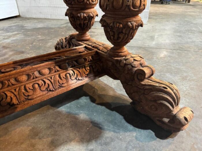 large flemish oak dolphin centre table 1870s 3002