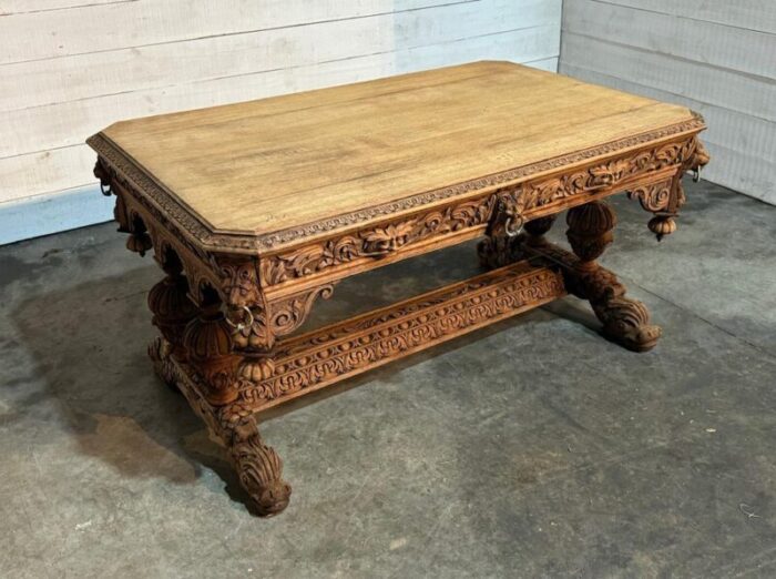 large flemish oak dolphin centre table 1870s 6344