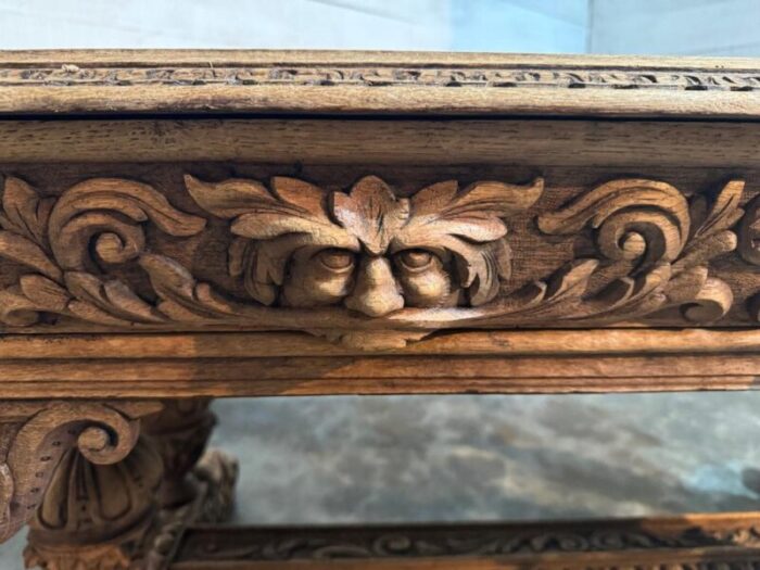 large flemish oak dolphin centre table 1870s 9156