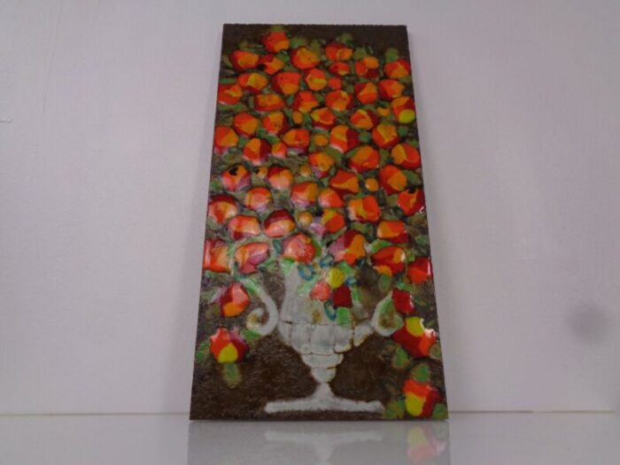 large german studio ceramic flower wall plaque germany 1960s 1