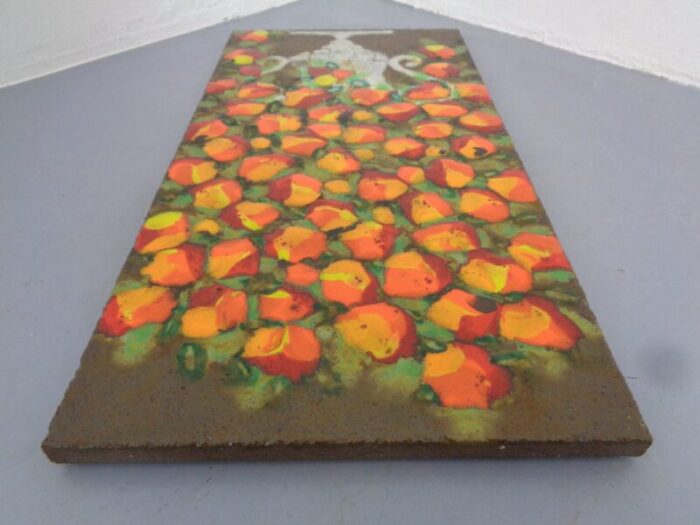 large german studio ceramic flower wall plaque germany 1960s 14