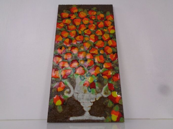 large german studio ceramic flower wall plaque germany 1960s 2