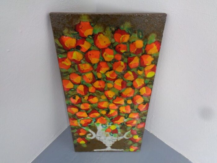 large german studio ceramic flower wall plaque germany 1960s 3