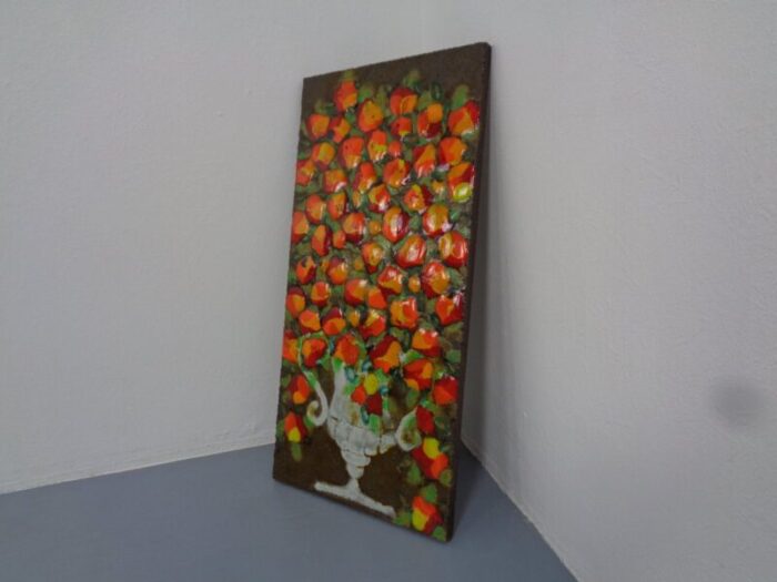 large german studio ceramic flower wall plaque germany 1960s 8