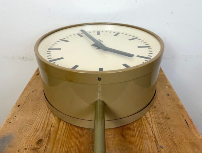 large industrial double sided factory clock from pragotron 1960s 16