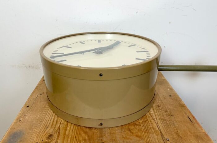 large industrial double sided factory clock from pragotron 1960s 17