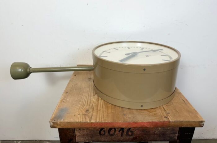 large industrial double sided factory clock from pragotron 1960s 18