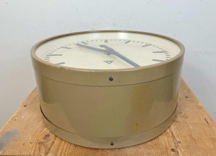 large industrial double sided factory clock from pragotron 1960s 19