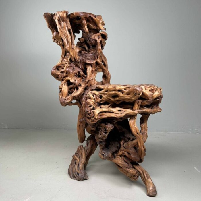 large japanese burl root wood plant stand 1920s 1