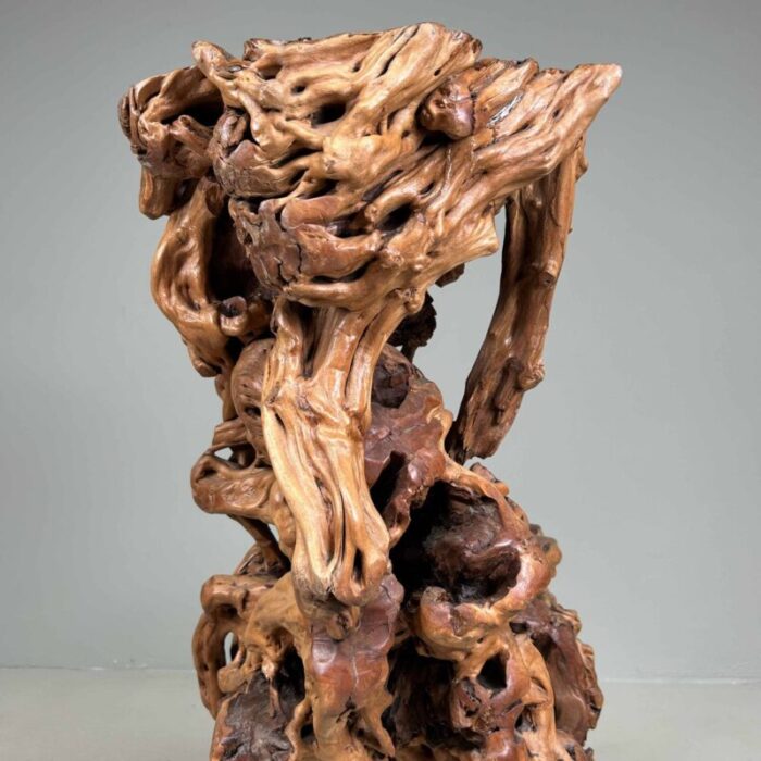 large japanese burl root wood plant stand 1920s 12