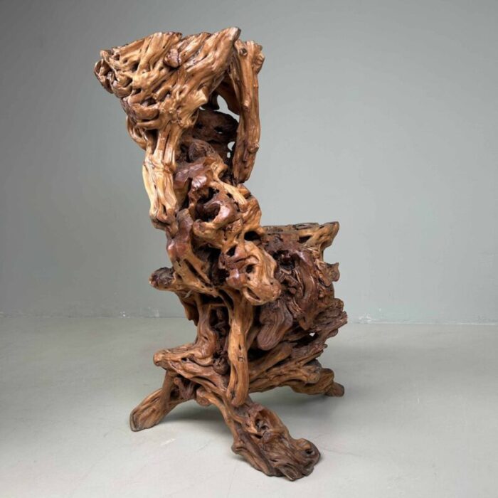 large japanese burl root wood plant stand 1920s 4