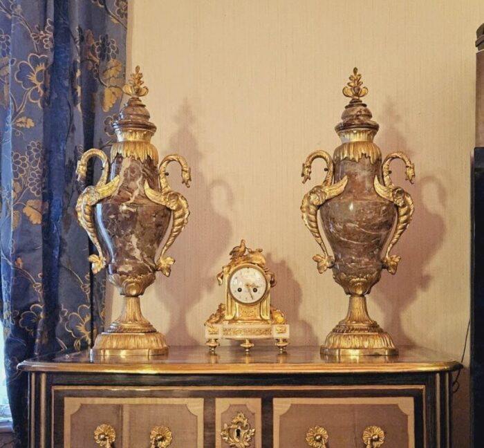 large marble and gilt bronze vases with dragons set of 2 17