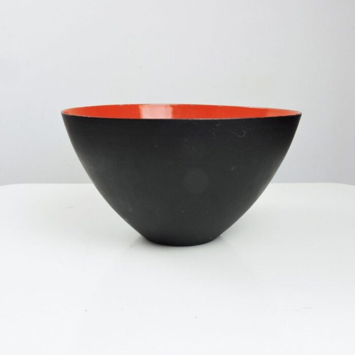 large mid century danish red enamel krenit bowl by herbert krenchel 1950s 2