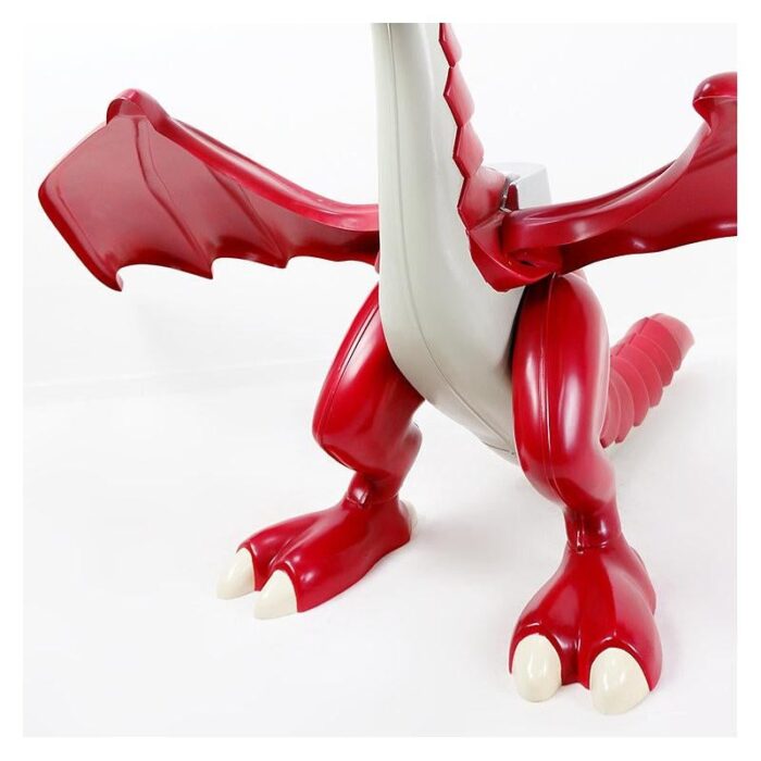 large original red dragon and playmobil knight in plastic 1990s 0539