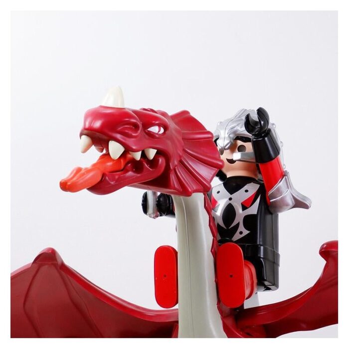 large original red dragon and playmobil knight in plastic 1990s 2524