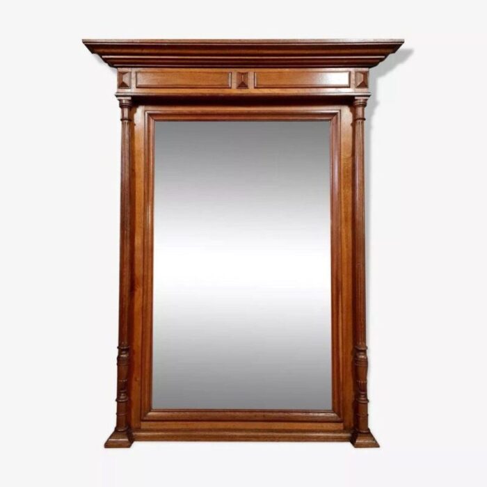 large renaissance style mirror in oak 1850 1