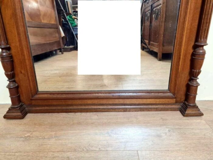 large renaissance style mirror in oak 1850 4