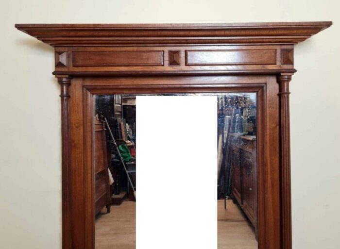 large renaissance style mirror in oak 1850 8