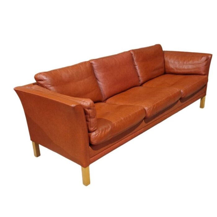 large scandinavian 3 seater leather sofa 2874