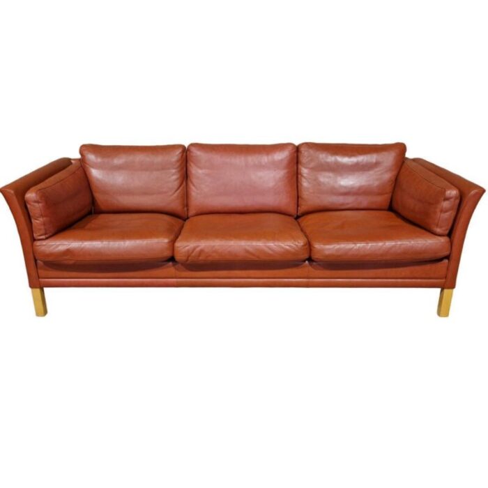 large scandinavian 3 seater leather sofa 3417