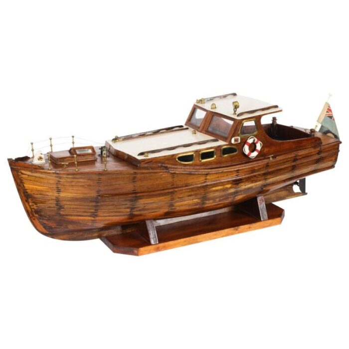 large vintage wooden model of a yacht 1950s 1