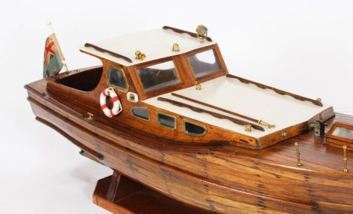 large vintage wooden model of a yacht 1950s 10